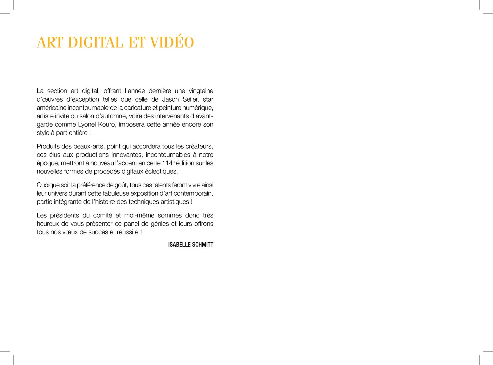 Section Art Digital & Vidéo · 2017